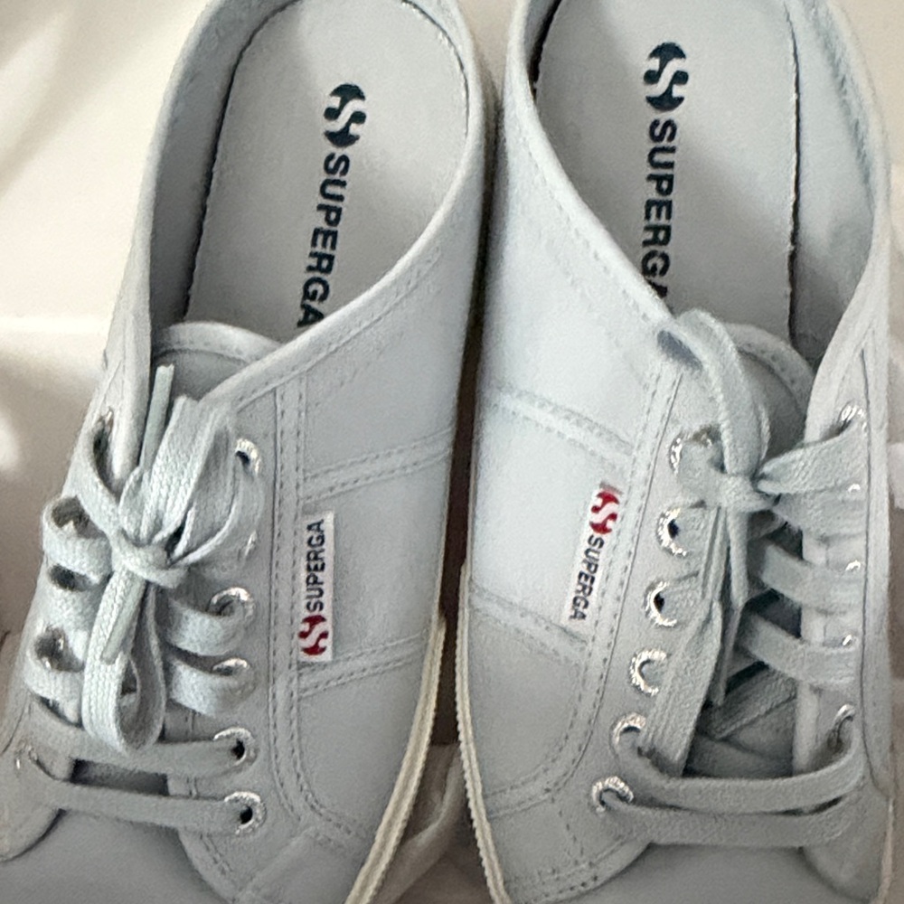 Superga Sky Blue slip on no back Lace-Up Sneakers